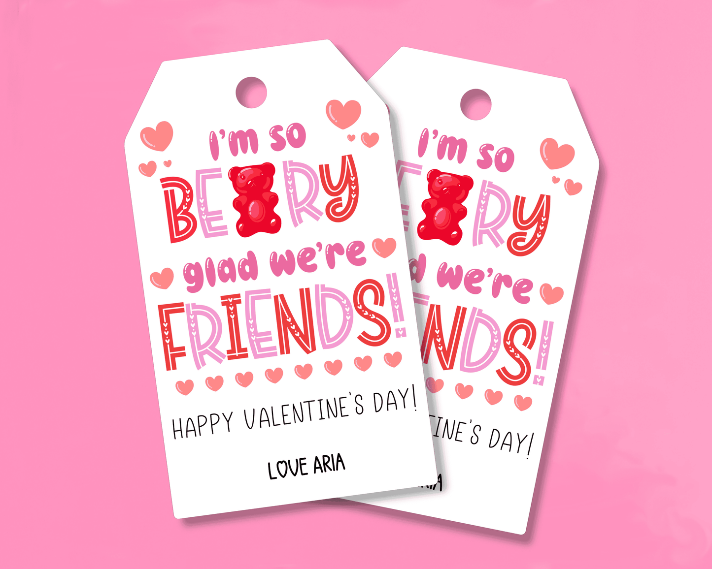 Editable Gummy Bear Valentine Gift Tags for Kids Classroom Valentine