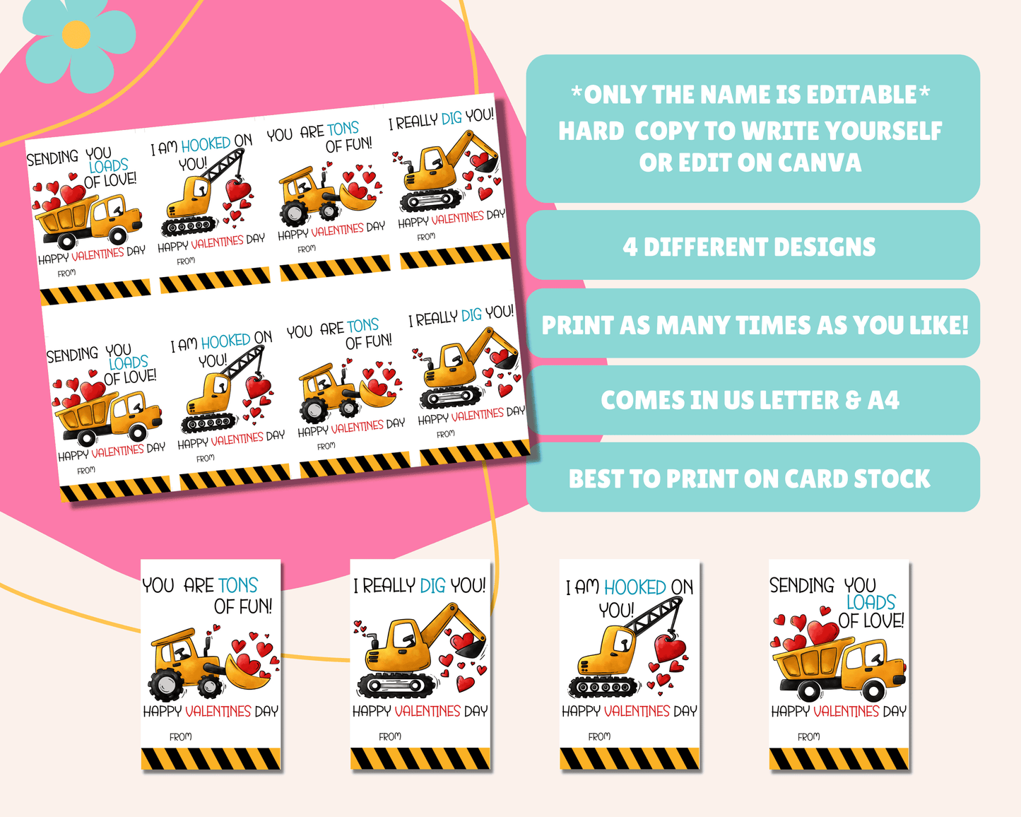 Editable name option available. Write the name yourself or edit on Canva. Comes in 2 sizes. Best printed on card stock. Available in US Letter & A4.