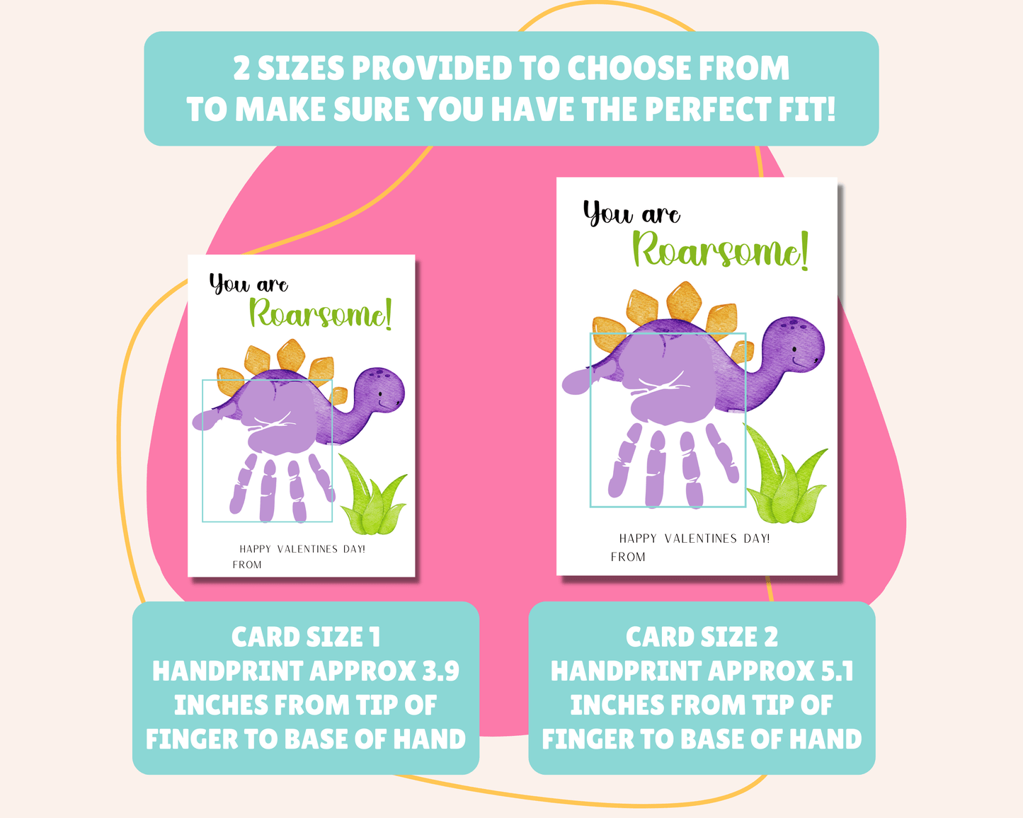 Editable Dinosaur Handprint Valentine Cards for Kids Classroom Valentine