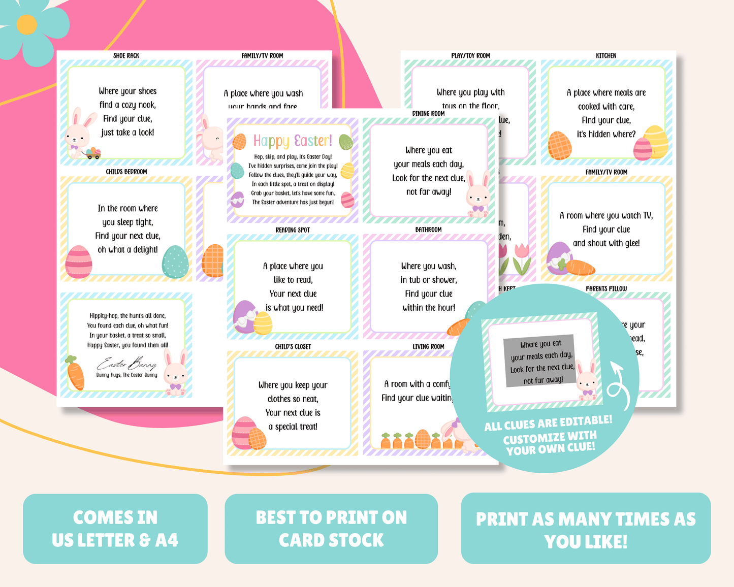 Editable Easter Egg Treasure Hunt, Kids Easter Activities