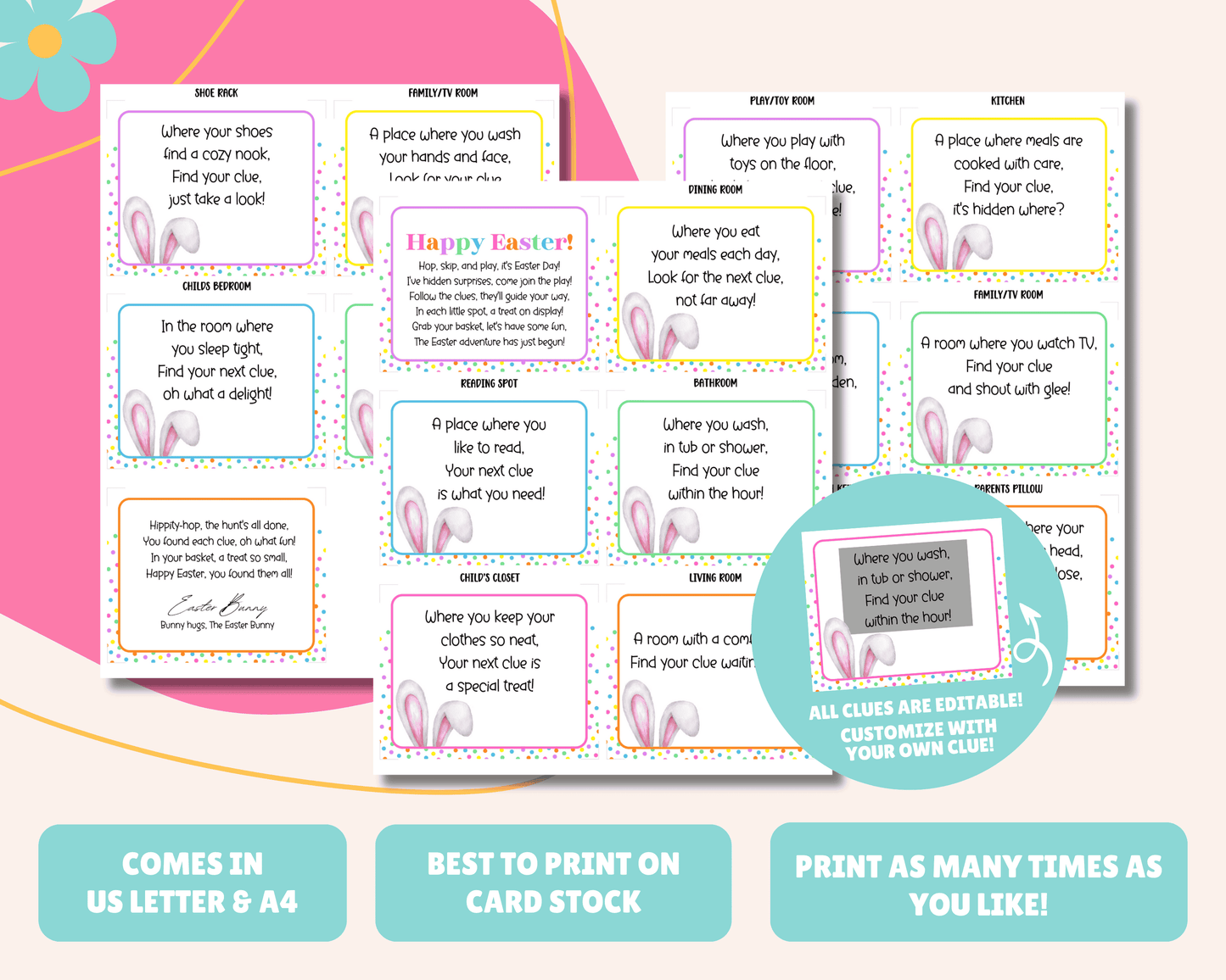 Editable Easter Egg Treasure Hunt, Kids Easter Activities