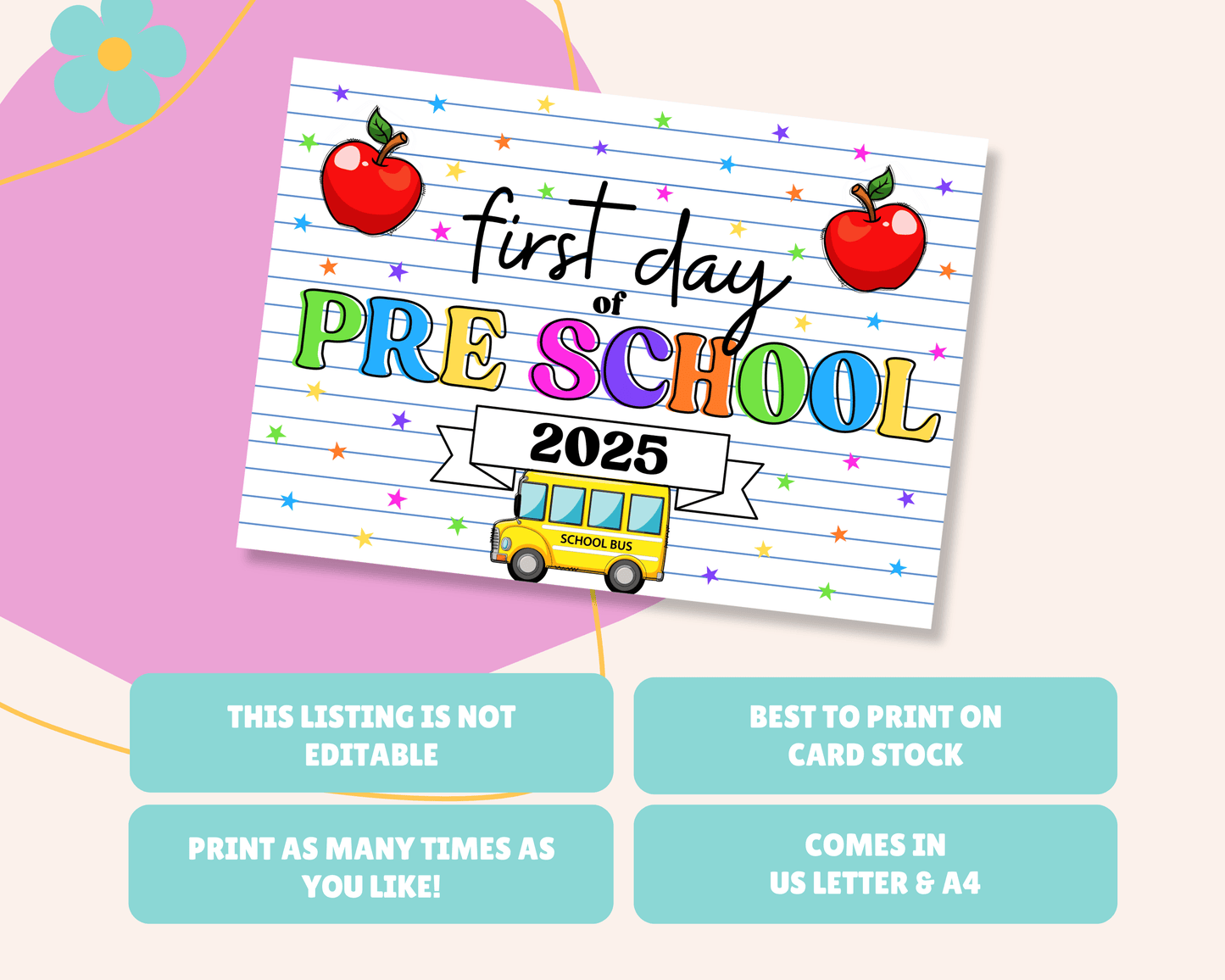 First Day of Preschool 2025 Certificate
