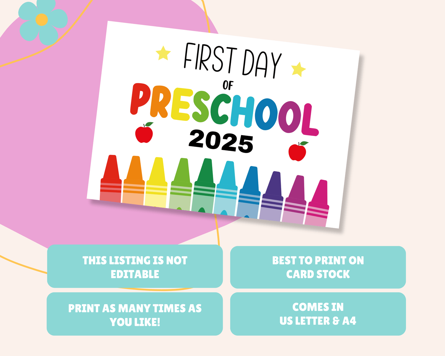 First Day of Preschool 2025 Certificate