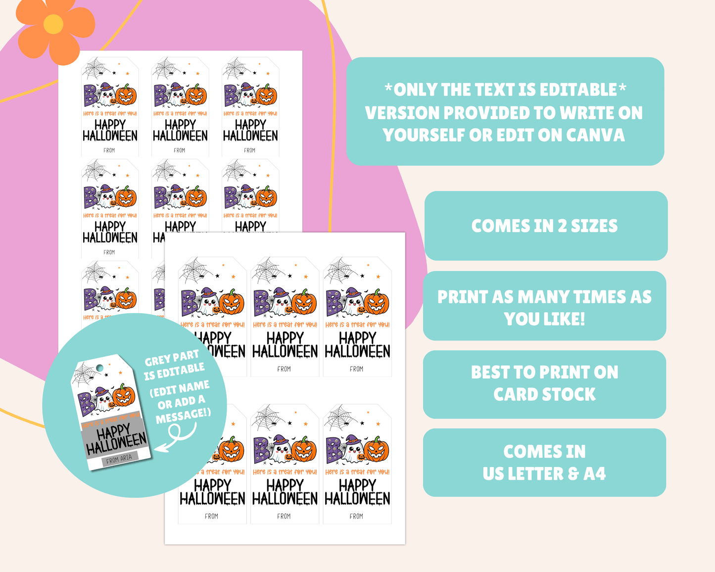 Boo Ghost Pumpkin Halloween Gift Tags