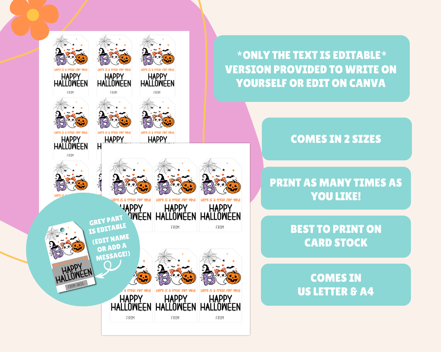 Boo Ghost Pumpkin Halloween Gift Tags