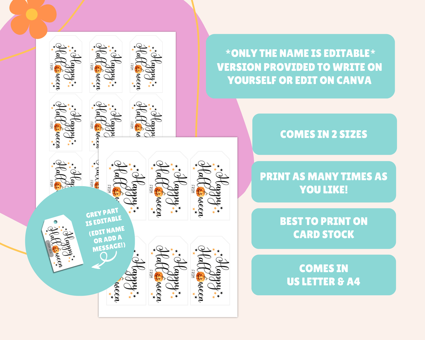 Happy Halloween Pumpkin Gift Tags