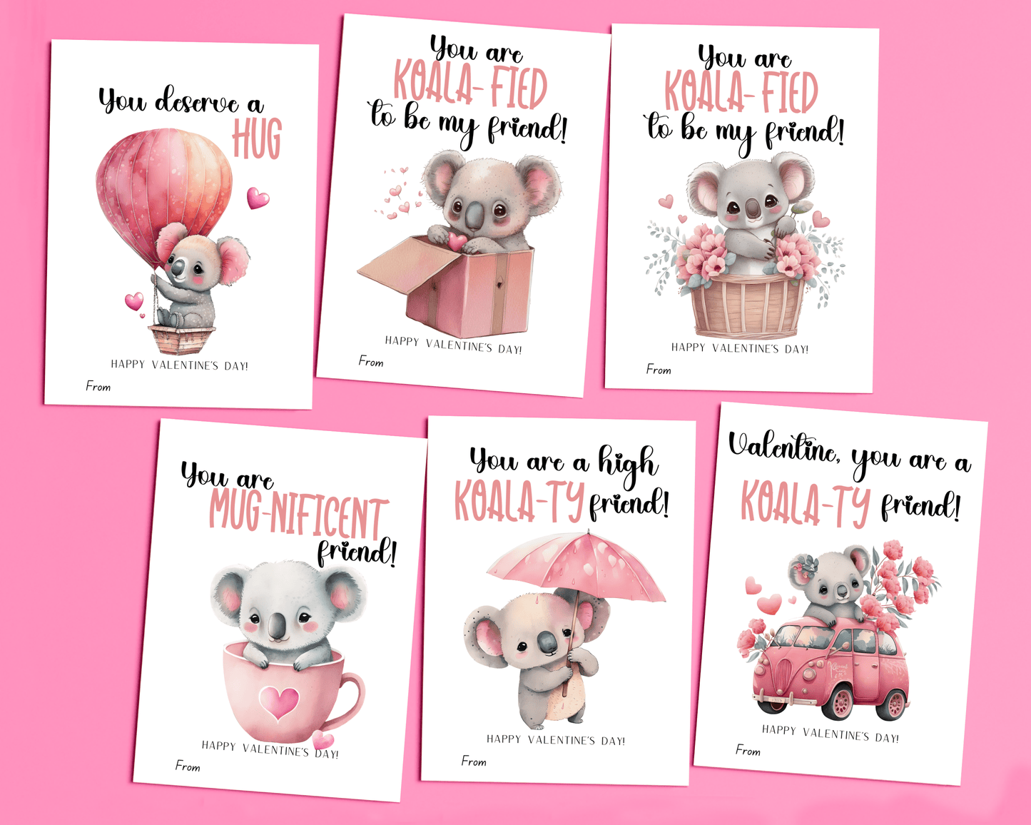 Editable Koala Valentine Cards for Kids Classroom Valentine