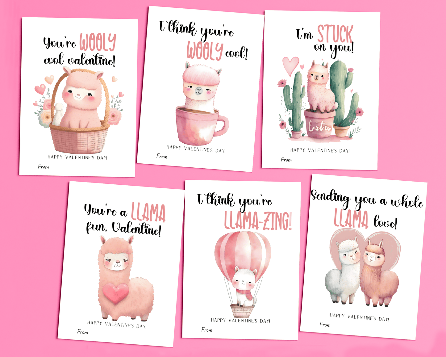 Editable Llama Valentine Cards for Kids Classroom Valentine