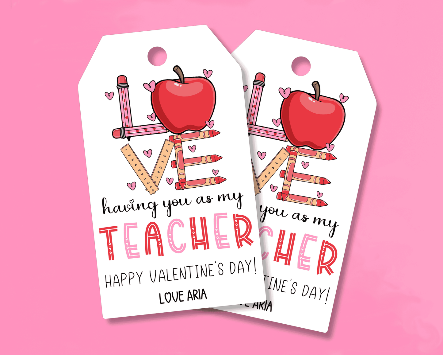 Editable Teacher Appreciation Valentine Gift Tags for Kids Classroom Valentine
