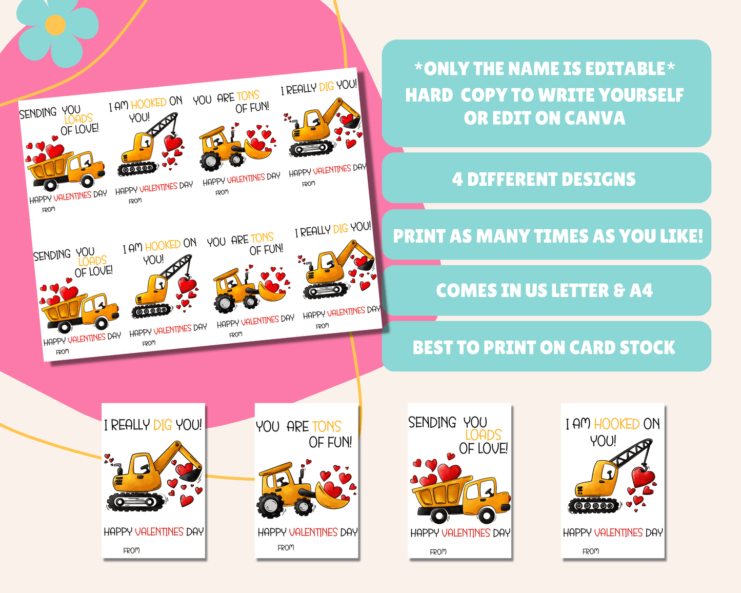 Editable name option available. Write the name yourself or edit on Canva. Comes in 2 sizes. Best printed on card stock. Available in US Letter & A4.