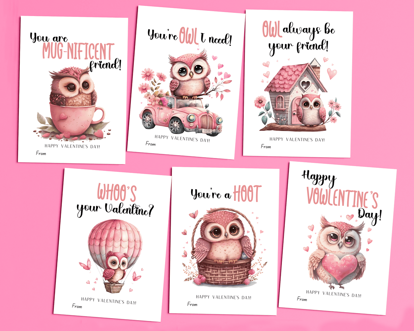 Editable Owl Valentine Cards for Kids Classroom Valentine
