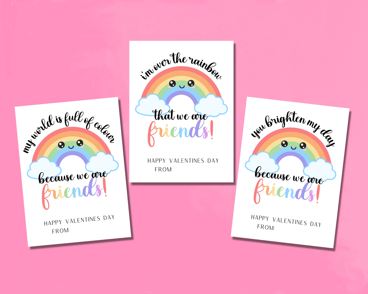 Editable Rainbow Valentine Cards for Kids Classroom Valentine