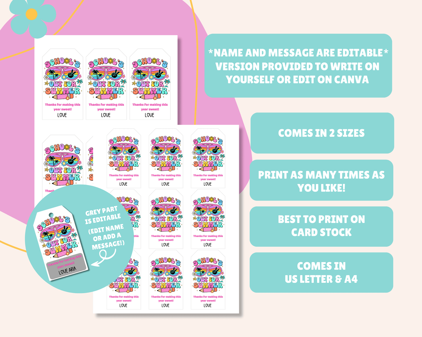 EDITABLE Last Day of School Gift Tag