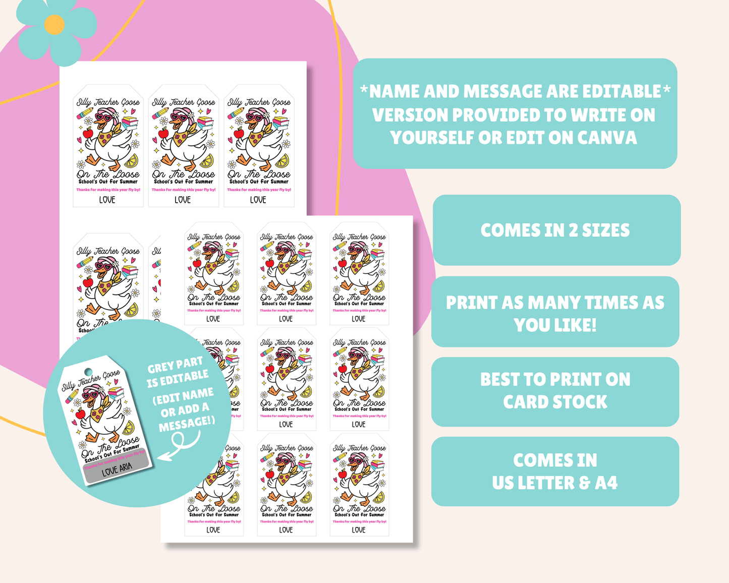 EDITABLE Last Day of School Gift Tag
