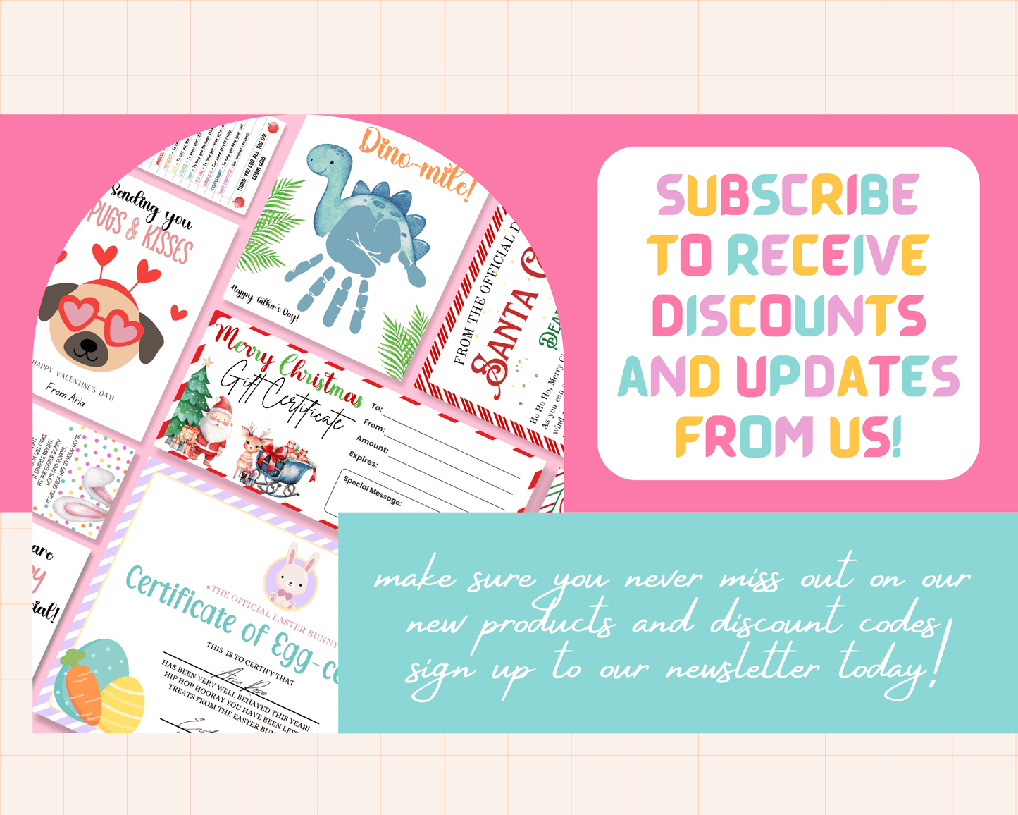 Subscribe to receive discounts and updates from us.