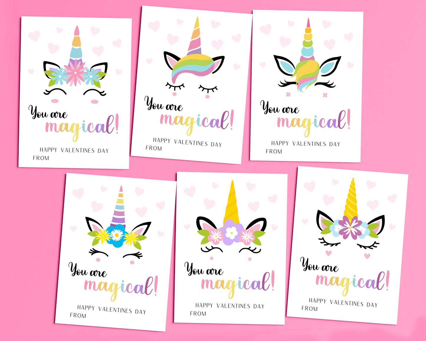 Editable Unicorn Valentine Cards for Kids for Classroom Valentine