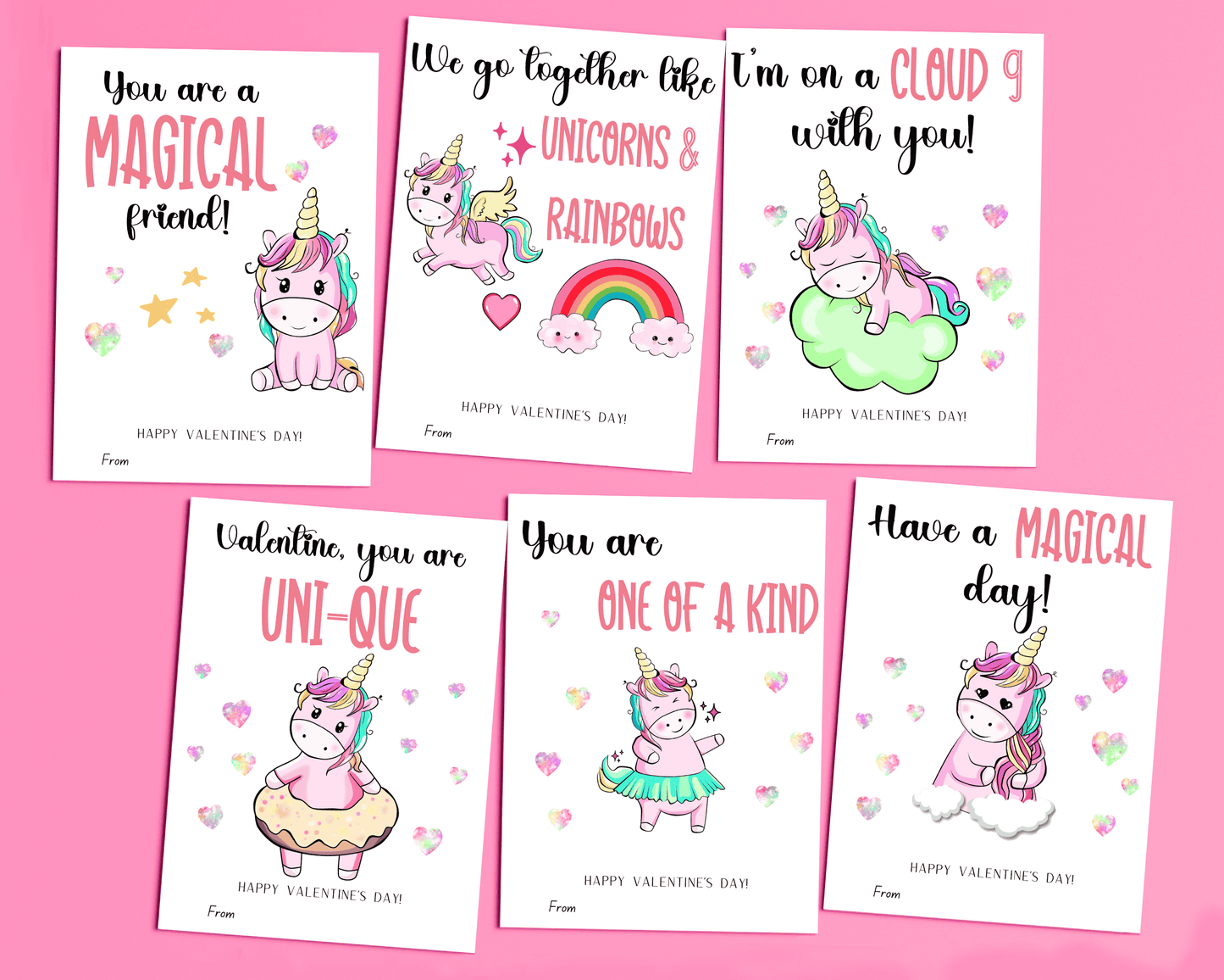 Editable Unicorn Valentine Cards for Kids for Classroom Valentine