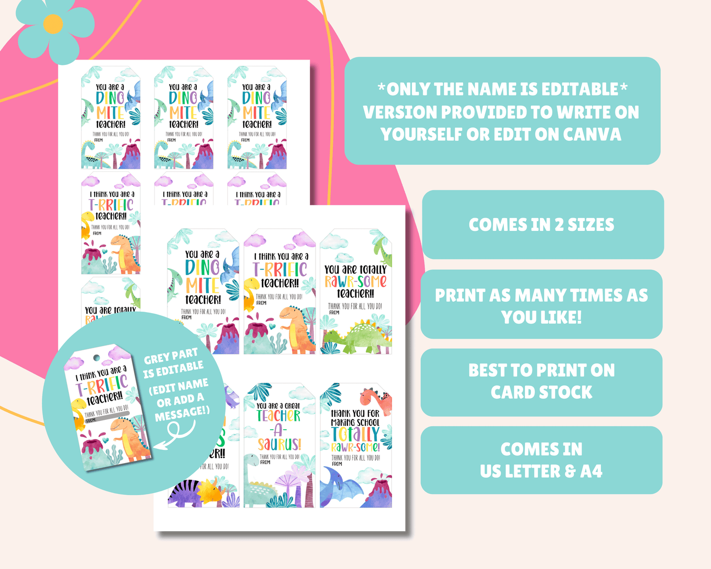 EDITABLE Teacher Appreciation Gift Tag
