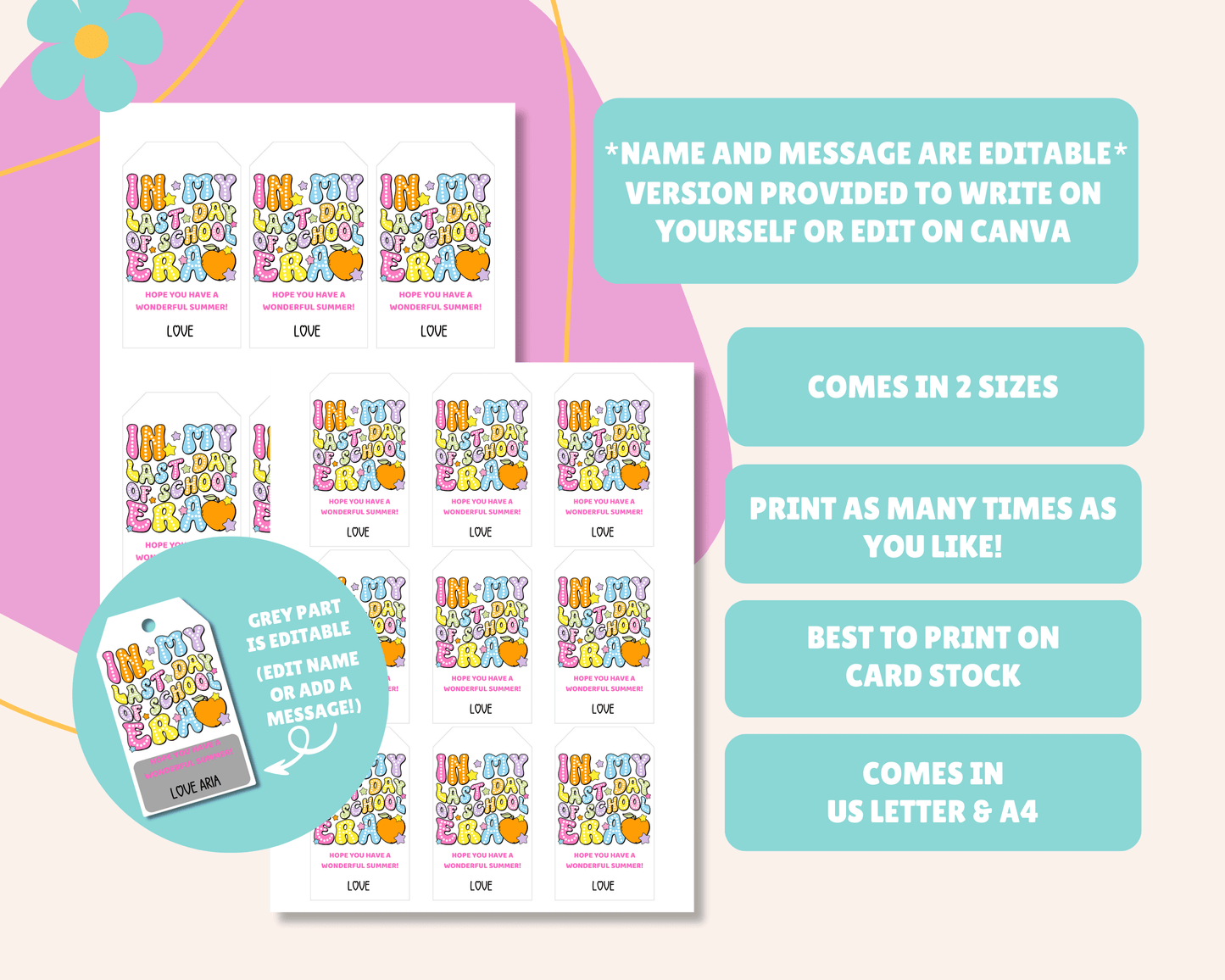 EDITABLE Last Day of School Gift Tag