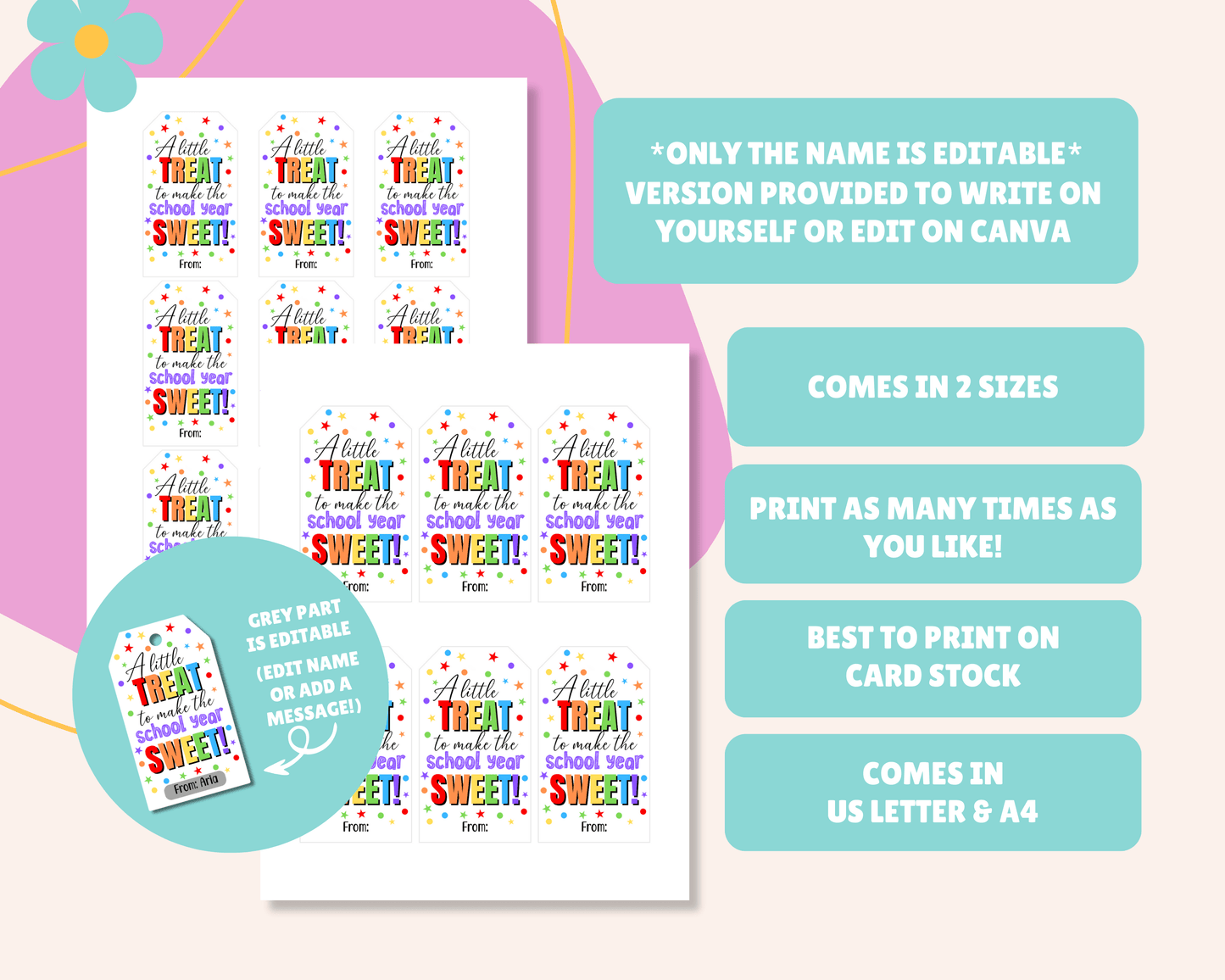 EDITABLE Teacher Appreciation Gift Tag