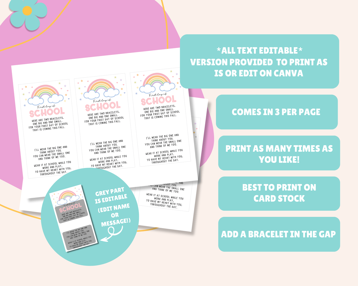 EDITABLE Mommy and Me Bracelet Tag