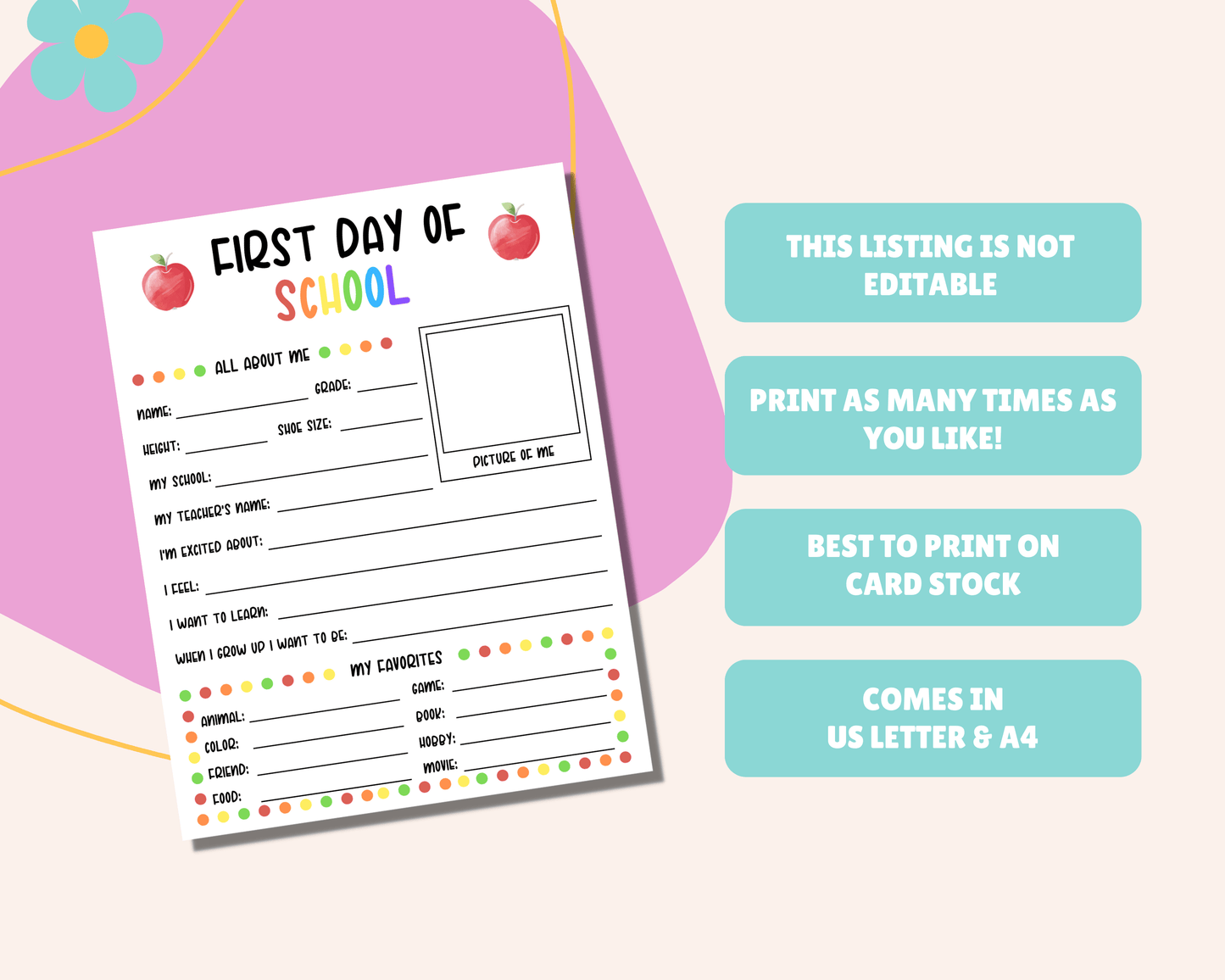 First Day Of School Questionnaire