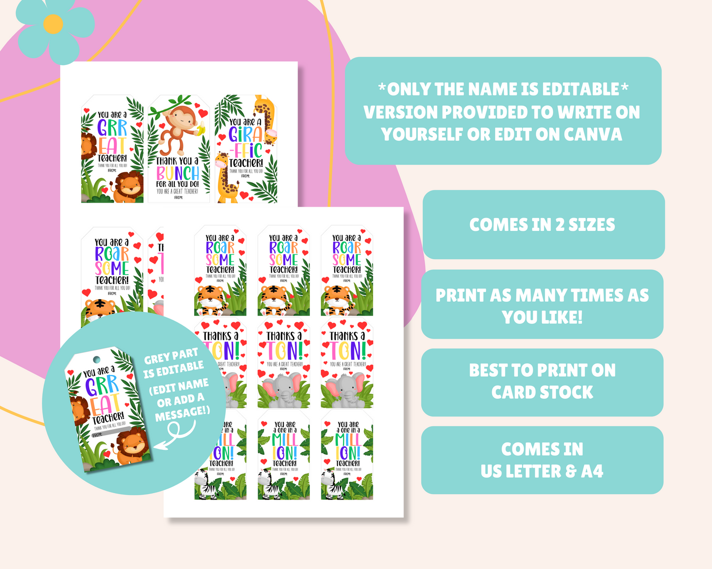 EDITABLE Teacher Appreciation Gift Tag