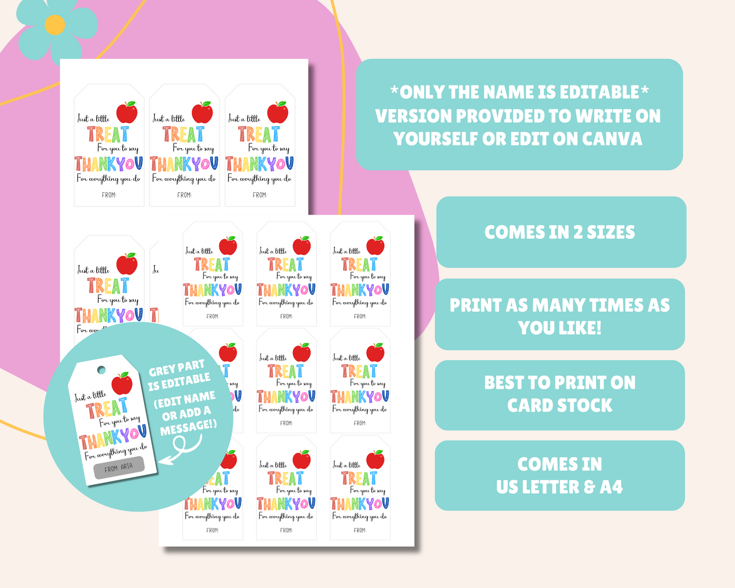 EDITABLE Teacher Appreciation Gift Tag