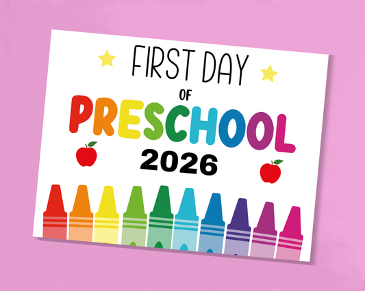 First Day of Preschool 2026 Certificate