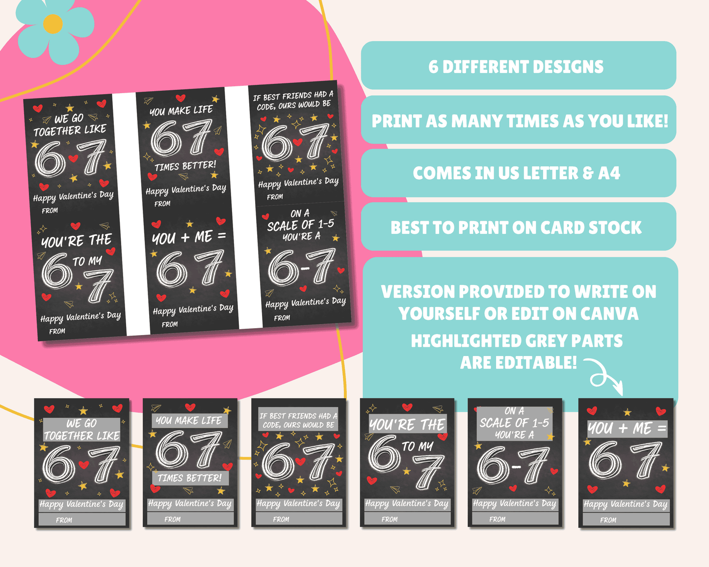 Editable 6 7 Kids Valentine Cards for Kids for Classroom Valentine
