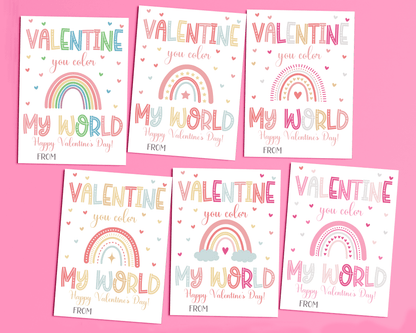 Editable Rainbow Valentine Cards for Kids Classroom Valentine