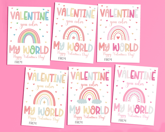 Editable Rainbow Valentine Cards for Kids Classroom Valentine