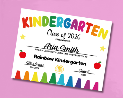 EDITABLE Last Day of Kindergarten Certificate