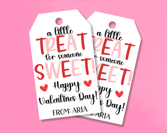 Editable Treat Sweet Valentine Gift Tags for Kids Classroom Valentine