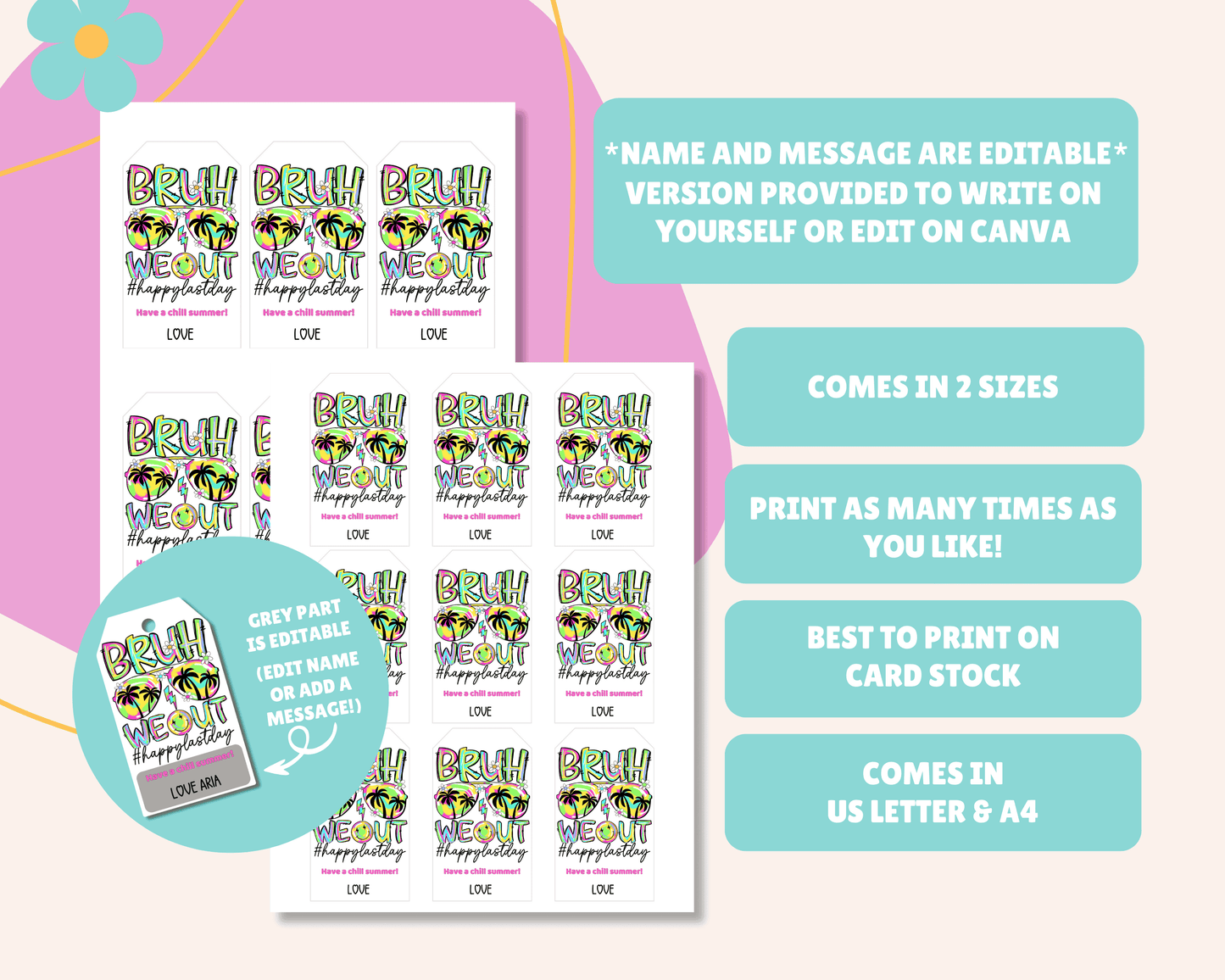EDITABLE Last Day of School Gift Tag