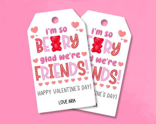 Editable Gummy Bear Valentine Gift Tags for Kids Classroom Valentine