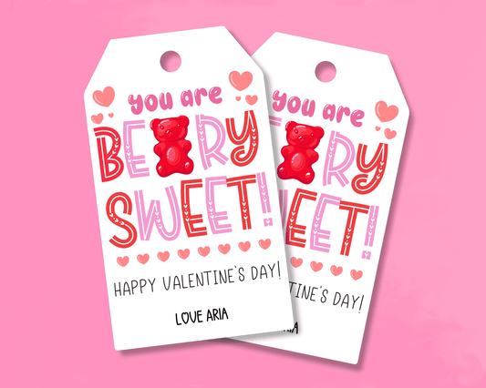 Editable Gummy Bear Valentine Gift Tags for Kids Classroom Valentine