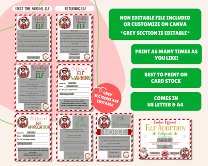 EDITABLE Elf Letter Set