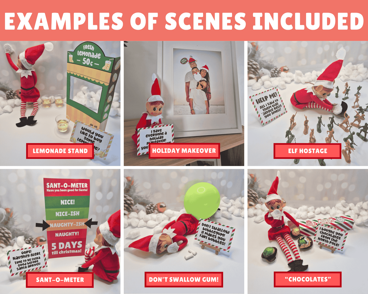 40 Cheeky Scenes Easy Printable Elf Kit