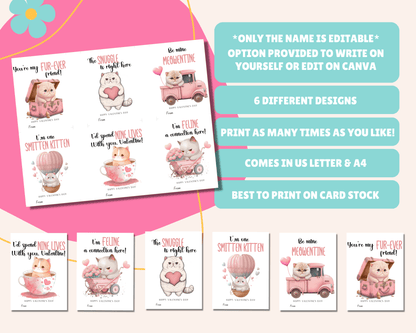 Only name is editable, version provided to write the name yourself or edit on Canva, comes in US Letter & A4, best to print on cardstock.