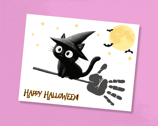 Witch Cat Handprint Craft