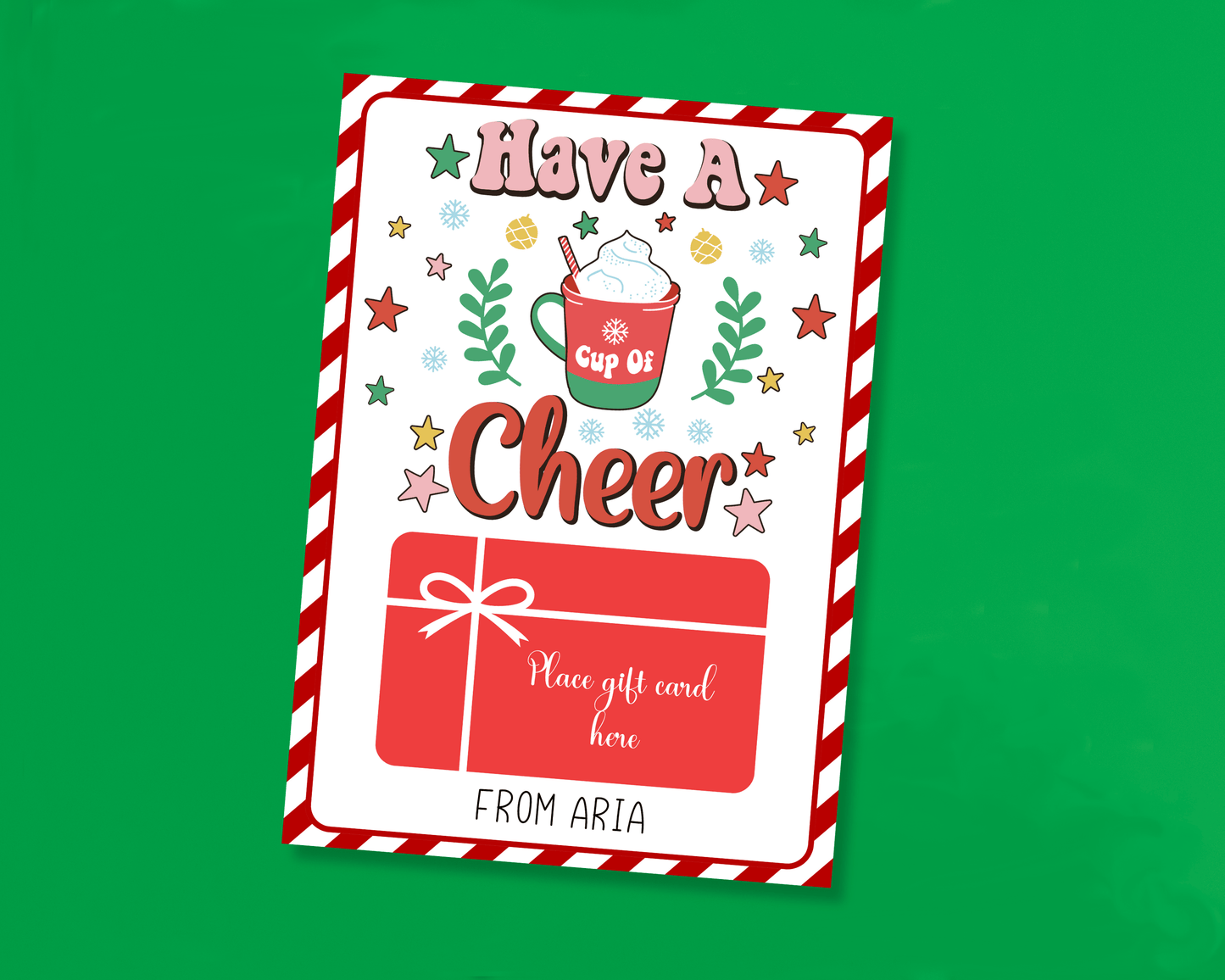EDITABLE Printable Christmas Gift Card Holder