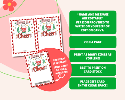 EDITABLE Printable Christmas Gift Card Holder