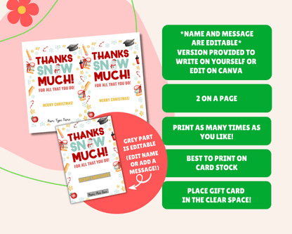 EDITABLE Printable Christmas Gift Card Holder