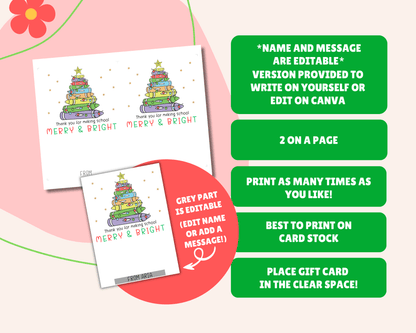 EDITABLE Printable Christmas Gift Card Holder
