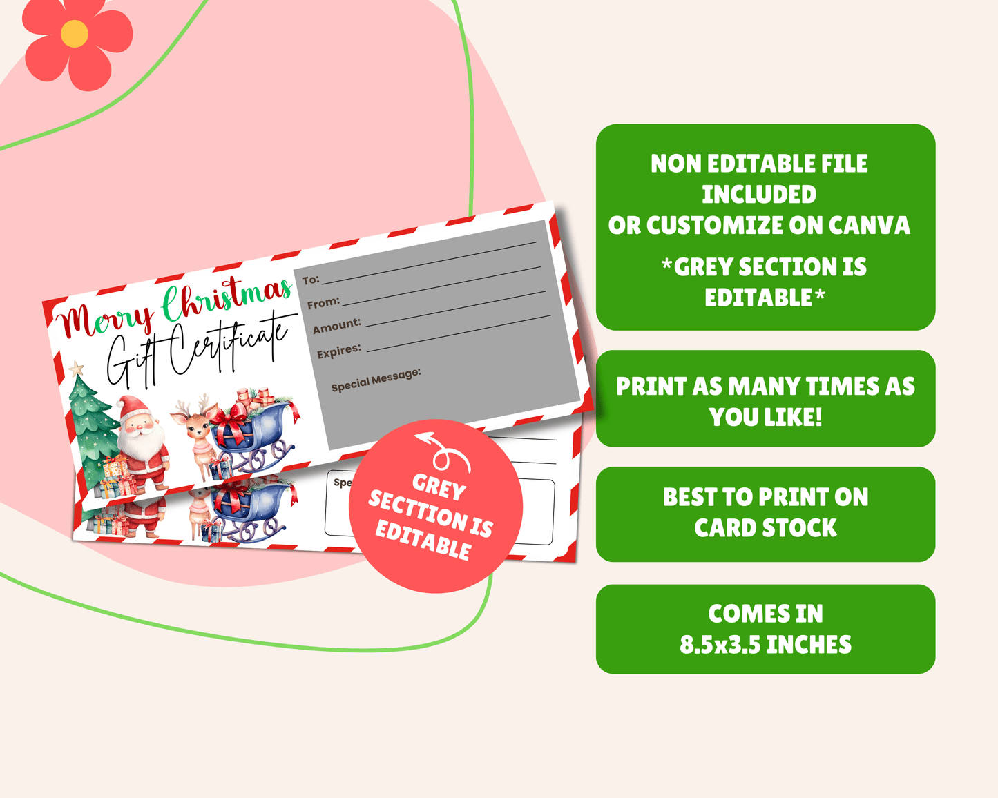 EDITABLE Christmas Voucher Template