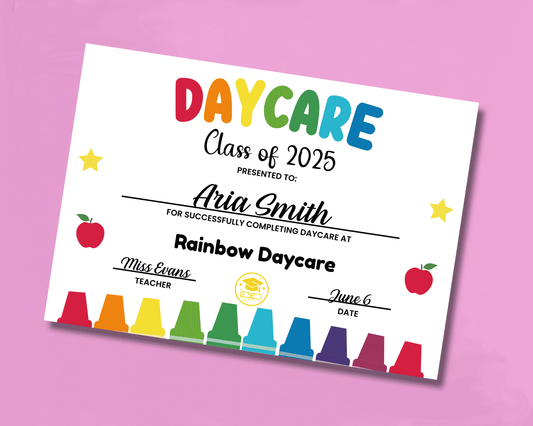 EDITABLE Last Day of Daycare Certificate