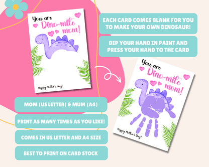 Mother's Day Dinosaur Handprint Art & Activity Bundle