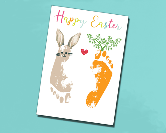 Easter Footprint Art - Happy Easter, Kids Footprint Keepsake, Easter Printable