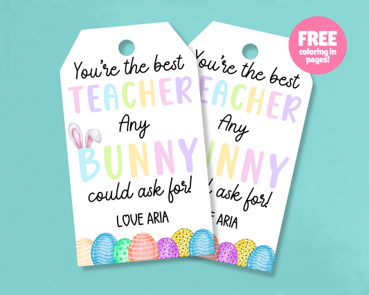 Editable Easter Teacher Gift Tags, Printable Easter Basket Tags